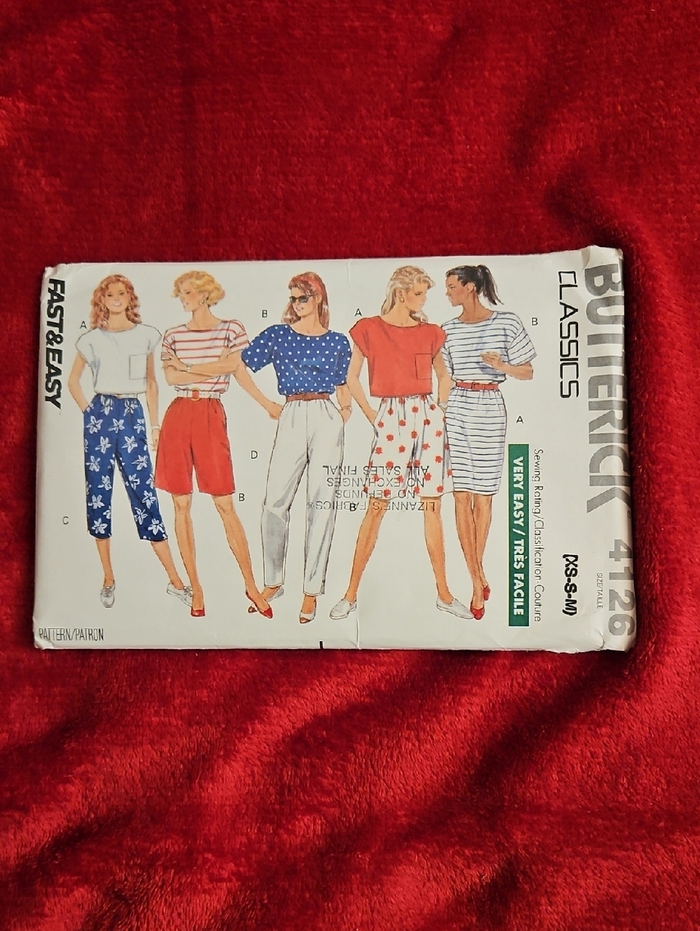 Butterick Uncut Women's Sewing Pattern Pants, Tops, Shorts, Skirt - XS-S-M